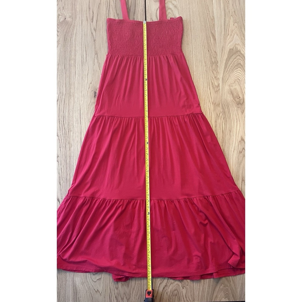 Ann Taylor Loft Red Smocked Tiered Layered Ruffle Maxi Dress Women M Petite - Picture 8 of 8